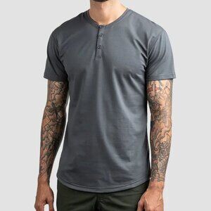 BYLT Premium Basics - Henley Drop-Cut Charcoal Medium